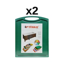 2'li Türkay 32.5x26.5x1 Cm Saplı-oluklu Polietilen Kesme Tahtası Kesim Levhası Yeşil 1237