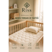 Riss Tekstil %100 Merinos Kuzu Yünü Bebek Yorganı 95x145 Cm Ve Yün Bebek Yastığı 35x45cm