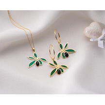 925 Ayar Papatya Silver Zeytin Kolye Küpe Set.onix Taşlı Zeytin Set.doğum Taşlı Zeytin Set.rose.gold.rodaj Gümüş