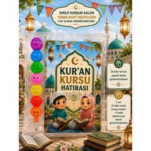 Kur'an Kursu Hatırası 5 Adet Emoji Yumurtlayan Kurşun Kalem Tebrik Kartı Hediye Seti
