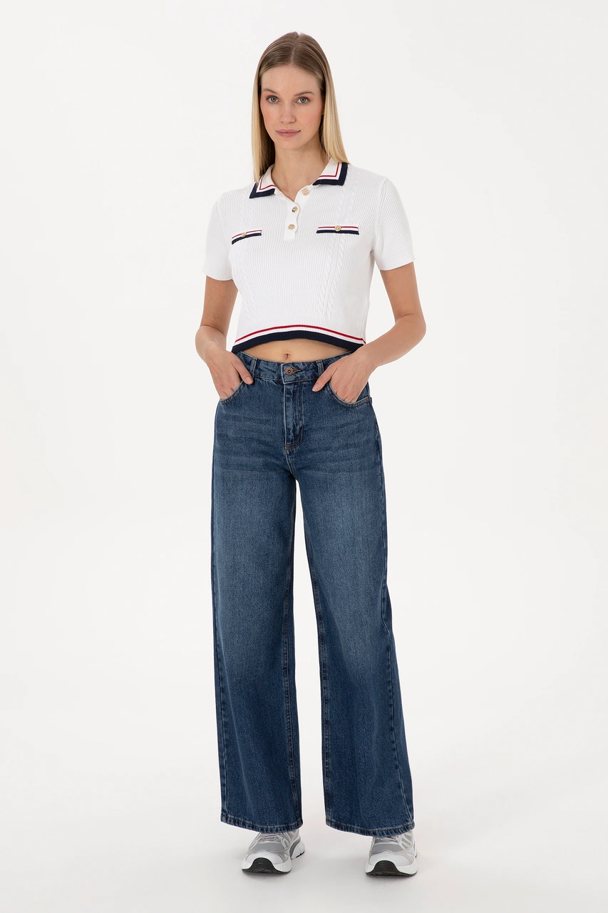 U.S. Polo Assn. Kadın Mavi  Loose Fit Jean Pantolon 50316578-DN0022