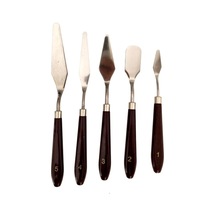 Spatula Seti Büyük Boy, Akrilik, Yağlı Boya, Pasta Süsleme, Kek Şekillendirme 5'li-ahşap Set