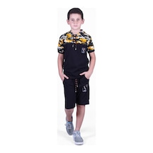 Fyk Kids Kamuflaj Desenli Kaprili, Sweatshirt Lü Erkek Çocuk Alt Üst Takım Sarı