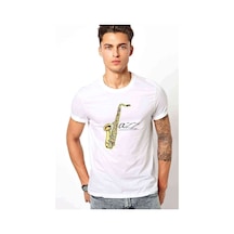 Only Jazz Baskılı Beyaz Erkek Tshirt
