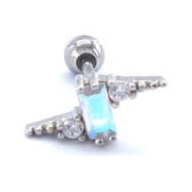 Ferizz 316l Çelik Zirkon Taşlı Yıldırım Şeklinde Piercing Prc-202 Gümüş