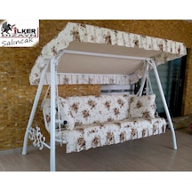 Ilkerdizayn Ferforje Yataklı Ferforje Sağlam Bahçe Salıncağı Kırmızı