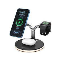 Wezone Watch, İphone Uyumlu 15 14 13 12 İçin 3 Lü Kablosuz Şarj İstasyonu - Siyah