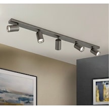 Gu10 120cm Beşli 5li Hareketli Başlıklı Led Spot Tavan Avize 150c Siyah