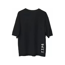 Modi Unisex Bisiklet Yaka Baskılı Oversize T-shirt - Siyah - Mymg107800