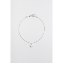 Minimal Kalp 18 Ayar Beyaz Altın Kaplama 24 Cm Gümüş Hal Hal Beyaz
