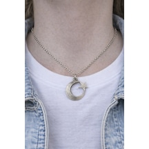 Moon Star Loop Ay Ve Yıldız Figürlü Gümüş Renk Unisex Kolye 60 Cm Çok renkli