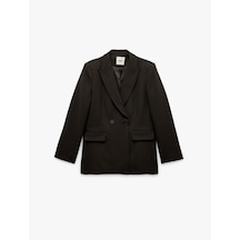 Koton Kapaklı Çift Cepli Uzun Kollu Kruvaze Blazer Ceket Kahverengi Çizgili 6wak50021uw Kahve Çizgili