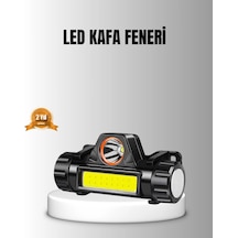 Şarjlı Led Kafa Feneri Çift Fonksiyonlu, 200lm Işık Gücü, Ip44 Suya Dayanıklı Açık Mavi