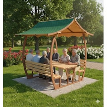 Japon Çatılı Piknik Masası Ptb12m, Metal 8 Kişilik-345
