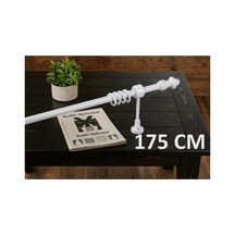 Beyaz Ahşap Rustik - Alüminyum Borulu Ahşap Başlıklı Ahşap Ayaklı Perde Askısı - Halkalı Klipsli Beyaz175cm - 865560222 Beyaz175cm