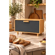 Bambu Ekmek Kutusu Ve Kapaklı Ayaklı Tezgah Üstü Ekmeklik 38 X 24 X 20 Cm Siyah - 946073496 Siyah