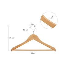 Çocuk Ahşap Askıları, 20'li Paket, Çentikli Askı, 360 Derece Döner Kanca, Doğal, 35 Cm Crw006-20