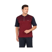 Pierre Cardin 6133 Erkek Kısa Kollu Yakası Düğmeli 3'lü Jakarlı Pijama Takımı-bordo