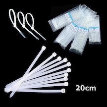 Beyaz Cırt Plastik Kelepçe 20 Cm Kablo Bağı - 3.6 200mm 100 Adet