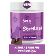 Vet's Plus Sterilised Çiğnenebilir Tablet 60'lı Kısır Kediler İçin Yaban Mersinli Urinary Destek