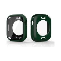 Ekılıf - Apple Uyumlu Watch 7 45mm - Kasa Ve Ekran Koruyucu Watch Gard 12 - Koyu Yeşil