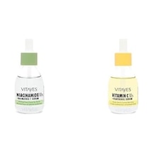 Niacinamide%10 Ve Hyalüronik Asit Serum İle C Vitamini%10 Ve Panthenol Serum Set