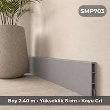 Sempla Suya Dayanıklı Pvc Süpürgelik 8 Cm - Koyu Gri - Smp703 - 2.40 M