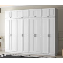GuneyStore Sport 8 Kapaklı Komple MDF Yüklüklü Beyaz Gardırop