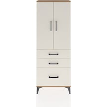 Arges Dolap 2 Raflı Tek Çekmeceli 4 Kapaklı 60x30x163 Antrasit-aytaşı Atlas Çam
