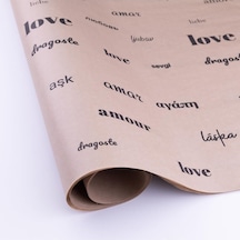 Bimotif 10lu Ambalaj, Paket Kağıdı, 70x100 Cm Love Desenli, Kraft-siyah Tek Ebat 1