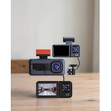 3 Kameralı Full Hd Araç İçi Kamera, Ön, İç Ve Arka Görüş