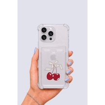 Apple iPhone Uyumlu 16 Pro Max Kartlıklı Kiraz Desenli Kılıf