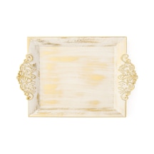 Zuccii Home Barok Eskitme Tepsi - Beyaz - 26x39 Cm Çok Renkli
