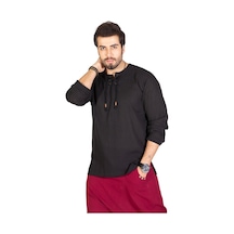 Uzun Kol Şile Bezi Zımbalı Erkek Tshirt Siyah 3003