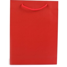 Karton Üzeri Mat Selefonlu Kırmızı Çanta 25x33x9 Cm 12'li