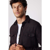 Tudors Erkek Slim Fit Dar Kesim Uzun Kollu Çizgili Çift Cepli Kışlık Oduncu Gömlek-28193 Çok Renkli