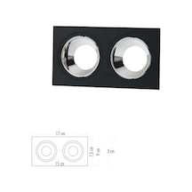 Cata Jaguar Ikili Kare Siyah/Platin Dekoratif Spot Ct-5054