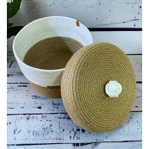 Hasır Sepet, Kapaklı Dekoratif Sepet, Çok Amaçlı Saklama Hasır Sepet, Kapaklı Dekoratif Sepet, Çok Amaçlı Saklama