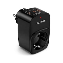 Akım Korumalı Priz, Tekli Priz, Usb Li Priz Ve Type-c Priz, Priz Çoklayıcı, Voltaj Korumalı Priz, 16a 3680w Duvar Tipi Siyah