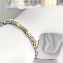 Xoxo Bileklik Kelepçe 316l Paslanmaz Çelik 19 Cm Çift Renk Gümüş