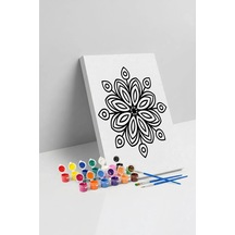 Minimal Çiçek Mandala Tuval Boyama Seti 40x50 Cm