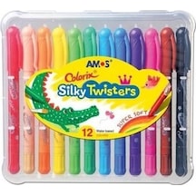 Amos Silky Twisters Üçü Bir Arada Jel Tipi Mum Boya 12 Renk