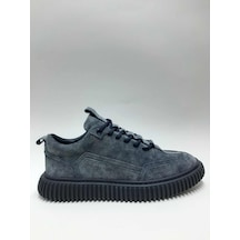 John Richardo Hakiki Deri Süet Bağcıklı Lacivert Kauçuk Taban Geniş Kalıp Sneaker Kışlık Erkek Ayakkabı C-3234148rcrd