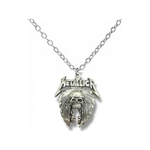 Metallica Temalı Gümüş Renk Unisex Kolye Rock Ve Metal Müzik Takısı Çok renkli 47430992