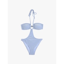 Koton Mayokini Halter Yaka Parlak Arkası Kopçalı Astarlı Lila 4sak20139mm Lila