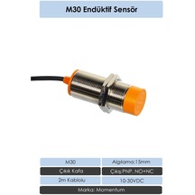 Momentum Sensör Endüktif M30 15mm Çıkık Kafa 2m Kablo Pnp No+nc L
