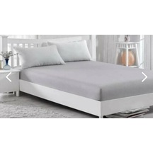160x200 30 Cm Fitted Lastikli Çarşaf Açık Gri 2 Yastık Kılıfı Açık Gri