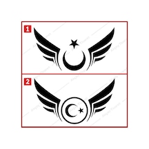 Kanatlı Ay Yıldız Türk Bayrağı Sticker Kanat Sticker Ay Yıldız