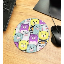 Sevimli Kedi Tasarımlı Oval Mouse Pad