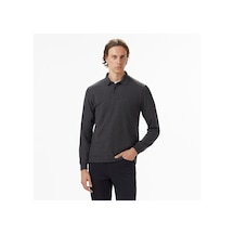 Nautica Erkek Gri Classic Fit Uzun Kollu Polo Yaka T-shirt Düz K57351t Gri